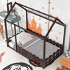 Wooden Canopy Bed Frames, Mattress House Platform Bed Floor Bed Frames with Guardrail for Guest Room Boys Girls Bedroom - 3 of 4
