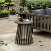 Vynxaria Outdoor Acacia Wood Side Table (Grey Finish) 15.75"Dx17.75"H, 81.12LBS Capacity, Rustic-Modern Style - 2 of 4