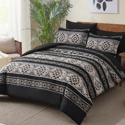 Der Rose BALHAM TRADE-7 Pieces Comforter Set Queen Size Boho Striped Soft Microfiber Bedding Set Khaki Queen 90" x 90" — фото 3