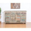 HomeRoots 72" Natural And Rainbow Reclaimed Wood Shutter Style Sideboard with Four Doors - 2 of 4