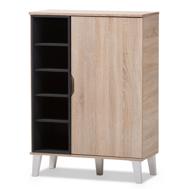 Adelina Mid - Century Modern 1 - Door Wood Shoe Cabinet - Brown - Baxton Studio, 1 of 10