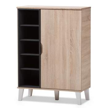 Adelina Mid - Century Modern 1 - Door Wood Shoe Cabinet - Brown - Baxton Studio