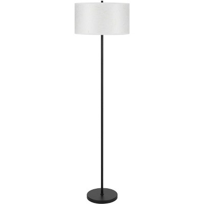 Cal Lighting 100 Watt Octavia Black Metal Pole Lamp with White Drum String Pattern Shade