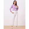 INSPIRE CHIC Women's Regular Fit Notched Lapel Ruched Sleeve Business Crop Blazer - 3 of 4