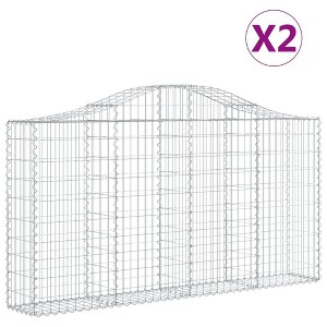 vidaXL Gabion Basket Set - 2 pcs Arched Outdoor Garden Sound-Insulating Barrier, Galvanized Iron - 78.7" x 11.8" x 39.4"/47.2" - 1 of 4
