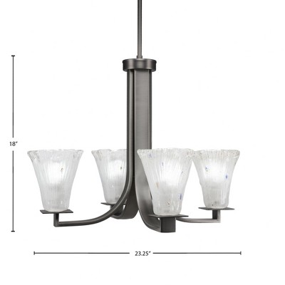 Toltec Lighting Apollo 4 - Light Chandelier in  Graphite with 5.5" Fluted Frosted Crystal Shade