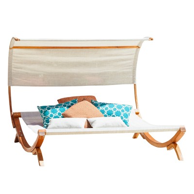 Tillis double teak chaise on sale lounge with cushion