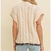 Women's Cable Kit Contrast Stitch Sweater - Cloud Ten - 3 of 4