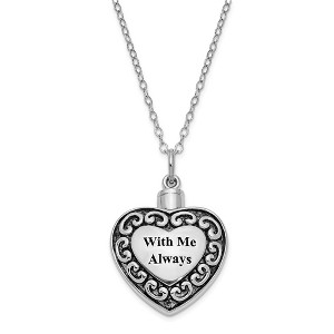 Black Bow Jewelry Sterling Silver With Me Always Heart Ash Holder Necklace, 18 Inch - 1 of 4