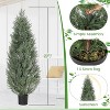5 Ft Artificial Topiary Trees Set of 2, Uv Resistant Faux Cedar Porch Tree with Decorative Grass, Potted Fake Evergreen Cypress Plants - 2 of 4