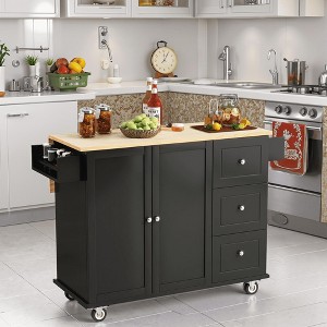 MAYEERTY Rolling Mobile Kitchen Island with Drop Leaf£¬Locking Wheels & Storage Cabinet - 1 of 4