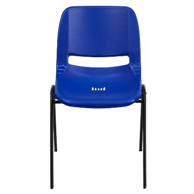Hercules 440 lb Navy Ergonomic Shell Stack Chair with Black Metal Frame