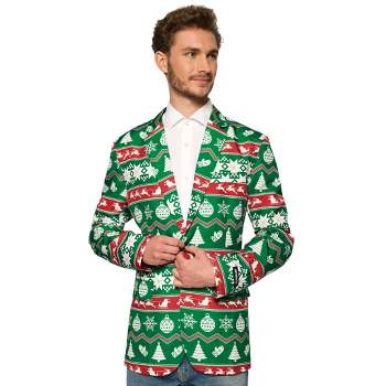 Suitmeister Men's Christmas Blazer - Christmas Green Nordic Jacket - Green