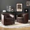Set of 2 Molly Modern 360-degree Swivel Barrel Genuine Leather Chair with Solid Wood Base|ARTFUL LIVING DESIGN - 2 of 4
