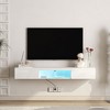 CENGHU Floating TV Stand, Wall Mounted TV Shelf with LED Lights & Power Outlet, High Gloss Floating TV Cabinet, for Living Room - 3 of 4