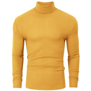 BLUEMING Men's Turtle Neck Sweater Tops Knitted Rib Textured Mens Basic Tops Lightweight Thermal Base Layer - 1 of 4