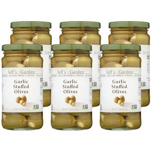 Jeff's Garden Garlic Stuffed Olives - Case of 6/7.5 oz - 1 of 4
