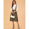 INSPIRE CHIC Women's Vintage Plaid A-Line Tartan Suspender Midi Skirt - 2 of 4