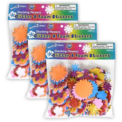 Ready 2 Learn™ Glitter And Foam Stickers - Stacking Flowers - 144 Per Pack  - 3 Packs : Target