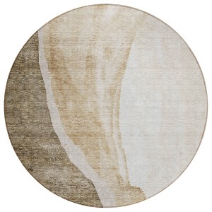 Brown And Taupe Abstract Washable Indoor Outdoor Area Rug - 1 of 4