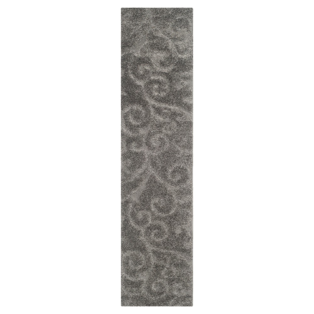 2'3inx11' Runner Abstract Shag/Flokati Loomed Gray - Safavieh