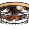 Airsurfer 19-In Matte Black Low Profile Flush Mount Ceiling Fan with Light, Dark Walnut Blades, Remote Controlled, 7-Blade Cage Design - 3 of 4
