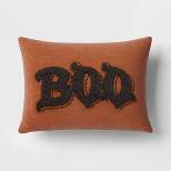 Oversize Boo Tufted Woven Cotton Lumbar Halloween Throw Pillow - Threshold™
