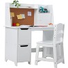 Kids Desk and Chair Set, Wooden Study Table with Storage Shelf, Bulletin Board, Children School Learning Desk Set, Writing Table for Boys and Girls - 2 of 4
