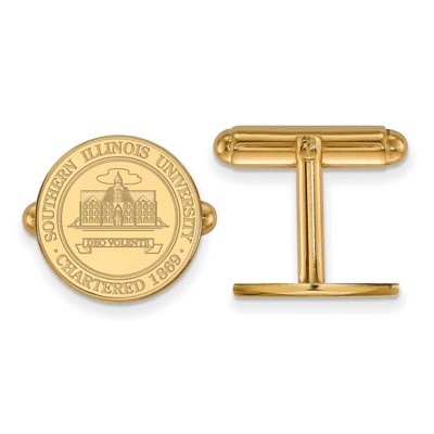 Black Bow Jewelry 14k Yellow Gold Southern Illinois Salukis NCAA Cuff Links