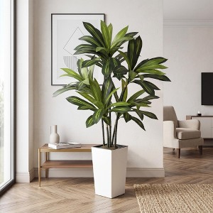 Artificial Dracaena Tree 5FT,PVC Fake Tree with Tall Planter,Faux Floor Plant Indoor,Lifelike Maintenance Free Artificial Plants for Home Office