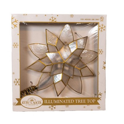 Gold Capiz Shell Double Point Star Christmas Tree Topper, 11.75"