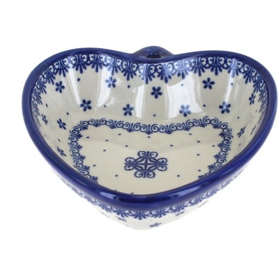 Blue Rose Polish Pottery Medallion Heart Bowl