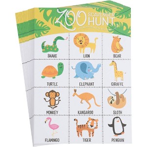 Blue Panda 50 Pack Zoo Animals Scavenger Hunt Cards for Kids, Outdoor Family Find and Seek Game - 1 of 4