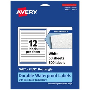 Avery Durable Waterproof Rectangle Labels with Sure Feed, 5/8" x 7-1/2" - 1 of 4