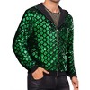 Lars Amadeus Men's Long Sleeves Shiny Metallic Sequins Argyle Printed Hooded Jacket - 2 of 4