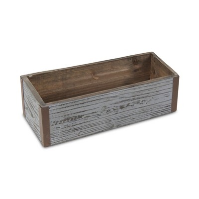 Cheung's Fiorel Rectangular Gray Wood Planter - Small