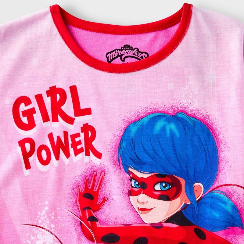 Girls' Miraculous Tales of Ladybug CatNoir 2pc Pajama Set - Red/Pink, 3 of 4