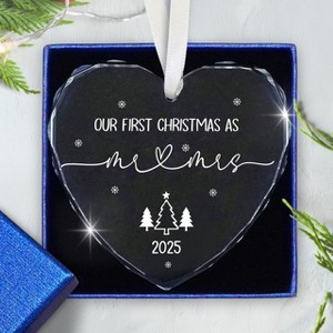 Christmas Wedding Gifts for Couples 2025 - Mr and Mrs - Bridal Shower Gifts for Newlywed Bride - Glass Christmas Birthday Ornaments 2025 - 1 of 4
