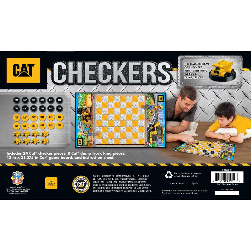 MasterPieces Officially licensed CAT - Caterpillar Checkers Board Game for Families and Kids ages 6 and Up, 4 of 6