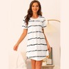 cheibear Women's Round Neck Curve Hem Short Sleeve Sleepshirt Nightgown - 2 of 4