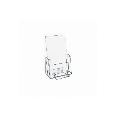 100 Clear Acrylic TRI FOLD BROCHURE Holder with BUSINESS CARD HOLDER 