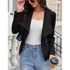 Women's Fashion Faux Suede Jackets  Clothes Lapel Long Sleeve Open Front Outerwear Cropped Coats - 3 of 4