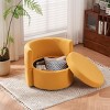 34" Teddy Fabric Round Swivel Lounge Chair, Comfy Upholstered Single Sofa Chair with Backrest, Storage, 3 Pillows – Cuddlewood - 3 of 4