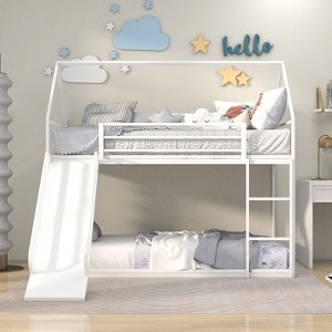 NicBex Twin Over Twin Bunk Bed,House Bed with Ladder and Slider,Metal Bunk Bed Frame for Dormitory and Bedroom,No Box Spring Needed - 1 of 4