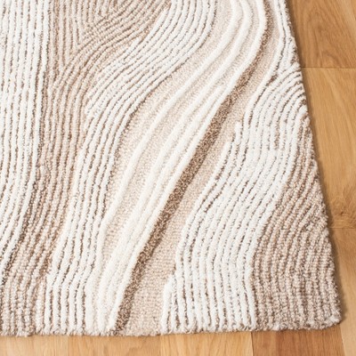 Ivory and Beige Wool Hand Tufted Runner Rug