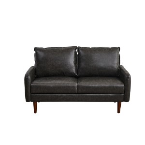 Modern Sofa Leather Couch with Wooden Legs for Living Room Office - 1 of 4