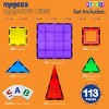 Magnetic Tiles Building Blocks 113pc Set - Includes Bonus 13 Piece Alphabet Cards - STEM 3D Magnet Tiles - Strongest Magnets - Play22usa - 3 of 4