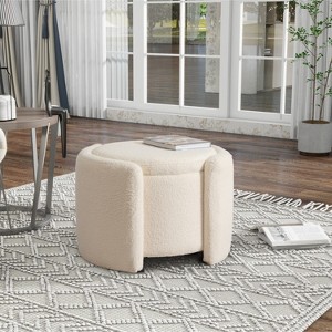 KTMBDW 24.4inch Storage Round Ottoman, Footstools with Hidden Storage with Removable Lid, Stylish Ottoman Foot Stools for Living Room, Bedroom - 1 of 4
