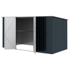 11.2' x 5.6' Storage Shed w/ Lockable Door, Galvanized Metal Utility Outdoor Shed for Backyard, Bike, Patio - 1 of 4