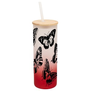Elanze Designs Large Monarch Butterfly Insect Bug Wrap-Around Design 25 Ounce Frosted Gradient Glass On-The-Go Coffee Travel Skinny Tumbler Mug Cup, - 1 of 1